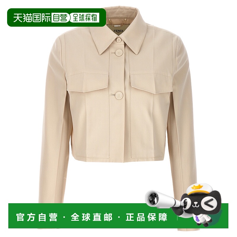 香港直邮Fendi 芬迪 女士 长袖纽扣休闲羊绒夹克外套 FJ7474ARU5