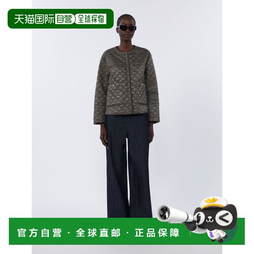自营欧洲直邮Max Mara The Cube女士深灰色聚酯纤维绗缝圆领夹克