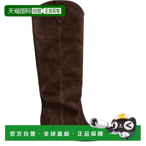 自营欧洲直邮ISABEL MARANT Denvee女士巧克力色小牛绒面革高筒靴