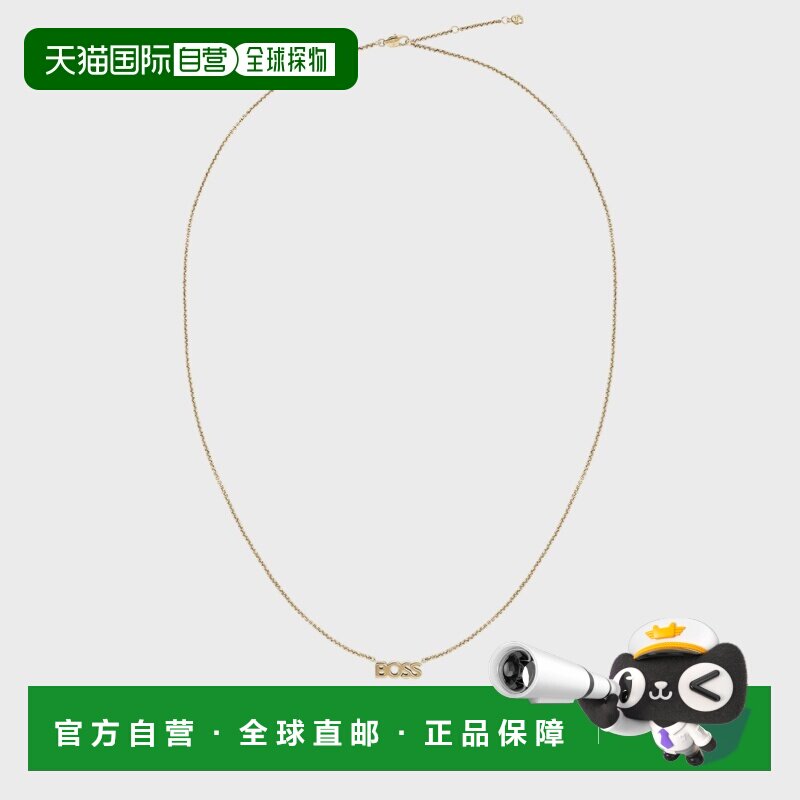 自营欧洲直邮HUGO BOSS雨果博斯 KASSY女士金色精钢标志项链