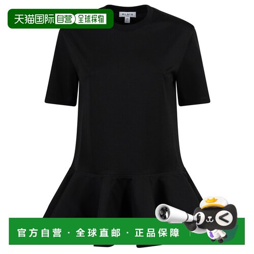 欧洲直邮ALAIA 女士T恤 AA9I0003J103D999 AW2026 黑色 COTTON JE