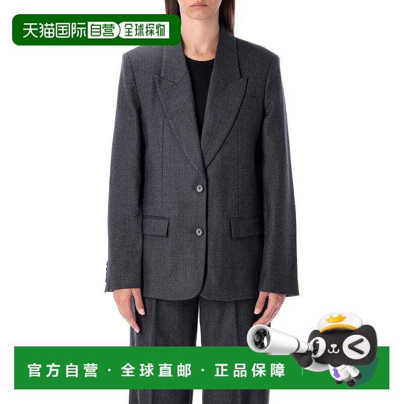 香港直邮ANINE BING 女士 宽松款深灰羊毛西装外套 A0111467DGY11