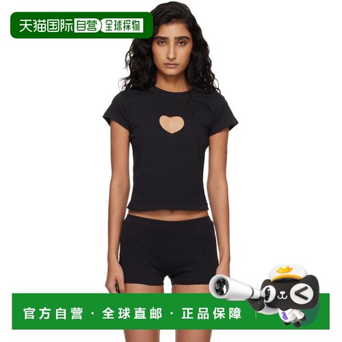 香港直邮SKIMS 女士 黑色 Worn In Jersey Heart Baby T恤