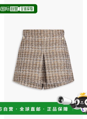 香港直邮Maje 女士 褶裥花呢短裤 MFPSH00592G005MARRON