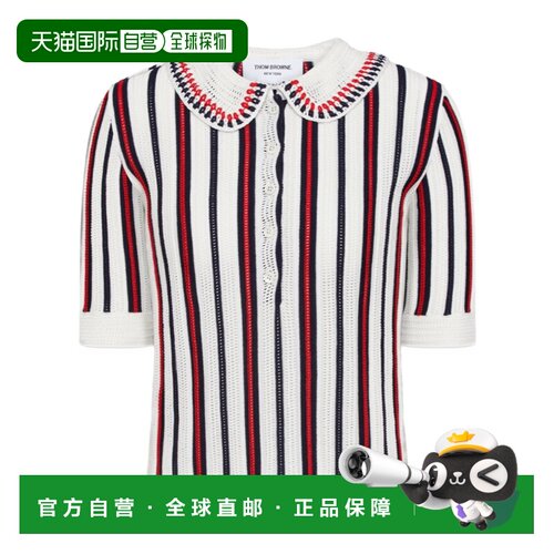 香港直邮Thom Browne 条纹钩针编织POLO衫针织衫 FKP136EY3021