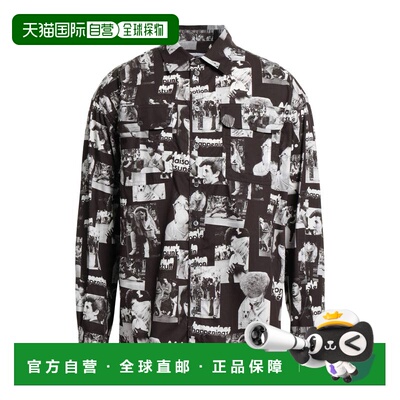 香港直邮MAISON KITSUNE 男士 花纹衬衫 black黑色 舒适时尚