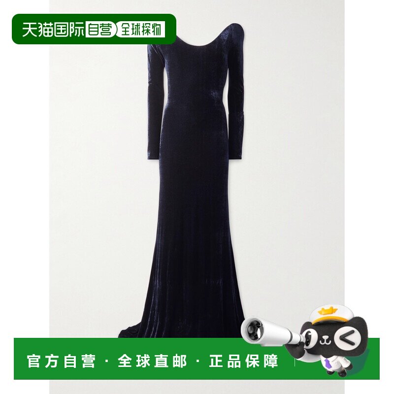 1h可退 香港直邮alaia 女士 露肩天鹅绒睡裙 AA9R2869J071C537MIN