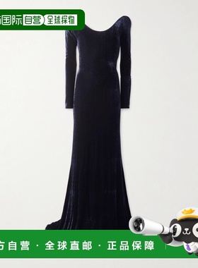 1h可退 香港直邮alaia 女士 露肩天鹅绒睡裙 AA9R2869J071C537MIN