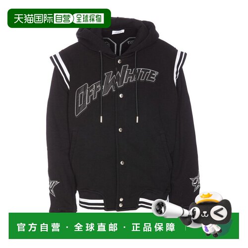 1h可退 香港直邮Off-white 男士 黑色 Fleece 00 棒球夹克 OMEK00