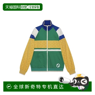 欧洲直邮Gucci 外套夹克 古驰 女士绿色棉立领拉链双G休闲长袖