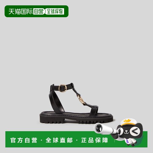 自营欧洲直邮Claudie Pierlot 女士黑色皮革金属环装饰凉鞋