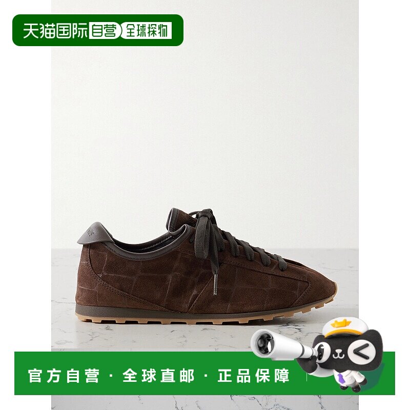 香港直邮Jacquemus 女士 网球皮革边鳄鱼纹绒面革运动鞋 25HFOW00