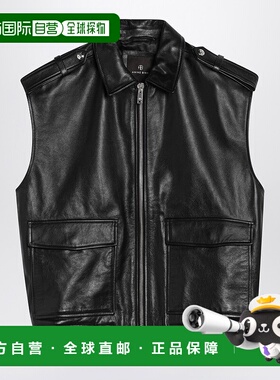 1h可退 香港直邮ANINE BING 女士 Sonnie 黑色皮革马甲 A0110647L