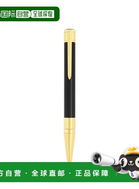 自营欧洲直邮Dupont Initial黑色/金色黄铜修长锥形圆珠笔