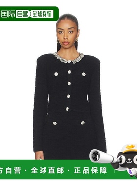 1h可退 香港直邮Self-Portrait 女士 黑色水晶裁剪针织开衫 RS262