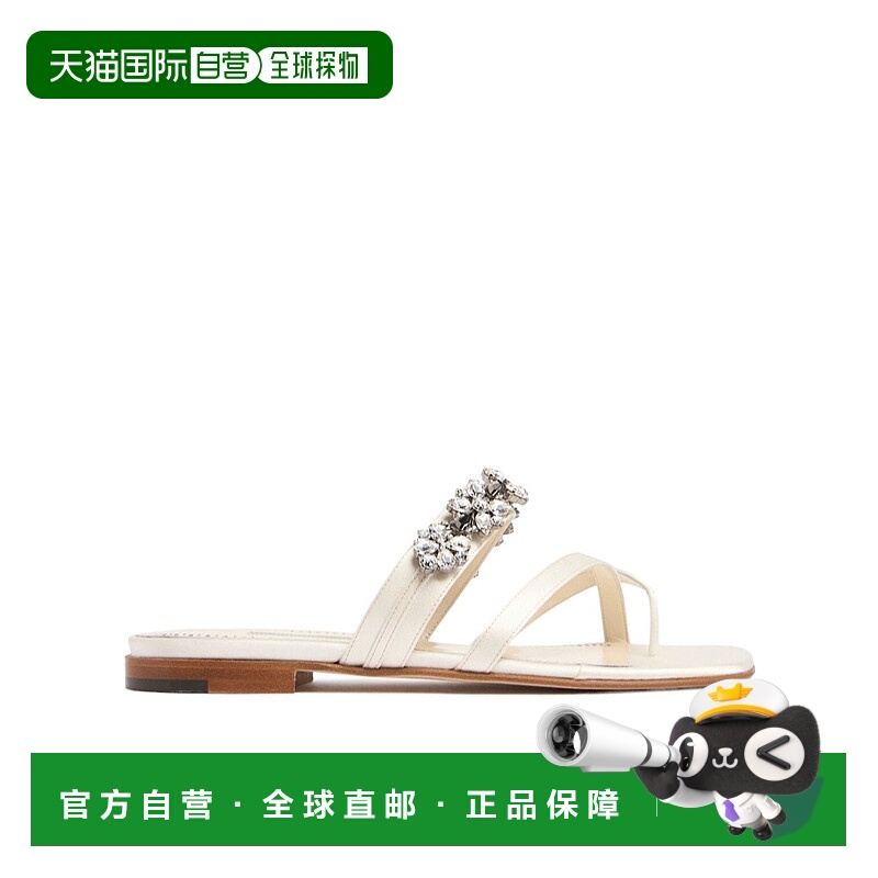 香港直邮Manolo Blahnik Perlusa 缎面平底拖鞋 80I-0C4010