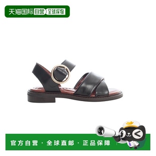 黑色交叉带凉鞋 Chloe SB36031A13080 香港直邮See