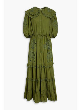 香港直邮FARM RIO 女士 Richelieu 层叠马德拉刺绣棉质长款衬衫式