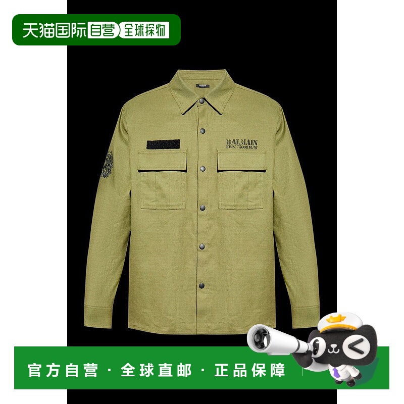 1h可退 香港直邮Balmain 巴尔曼 男士 長袖標誌印花襯衫 FH1HS475