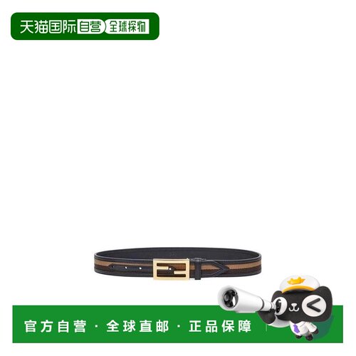 香港直邮FENDI 女士腰带 8C0620ADKKF1CG3 SS2021 黑色 FF 扣环腰