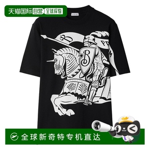 针织圆领 欧洲直邮BURBERRY 男士 T恤8095058BLACK博柏利短袖 同款