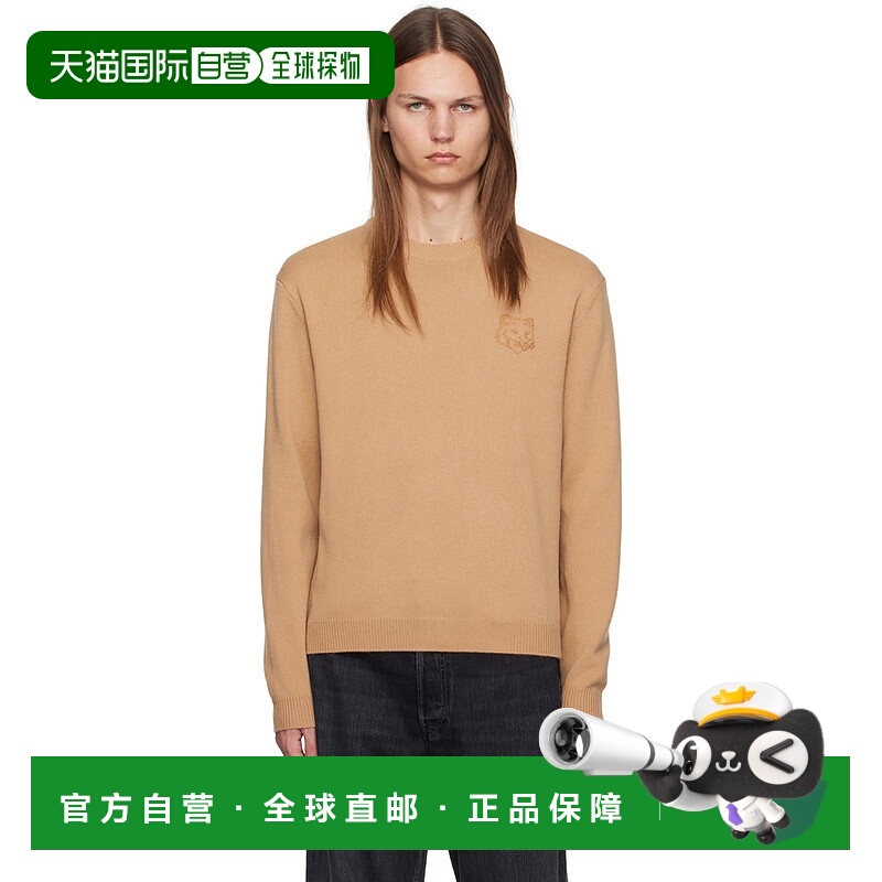 香港直邮MAISON KITSUNE 男士 驼色 Bold Fox Head Embroidered