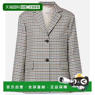 Max Mara 女士 1h可退 格纹羊毛棉质西装 Nadia 外套 香港直邮