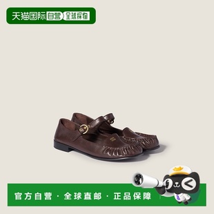 香港直邮Miu 搭扣皮质乐福鞋 Miu 女士 5D563EF01500 缪缪 1h可退