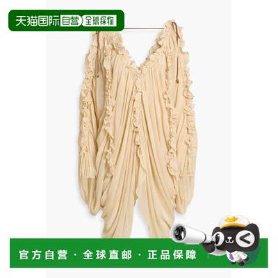 香港直邮ZIMMERMANN 女士 露肩荷叶边垂褶雪纺衫 2904TS251