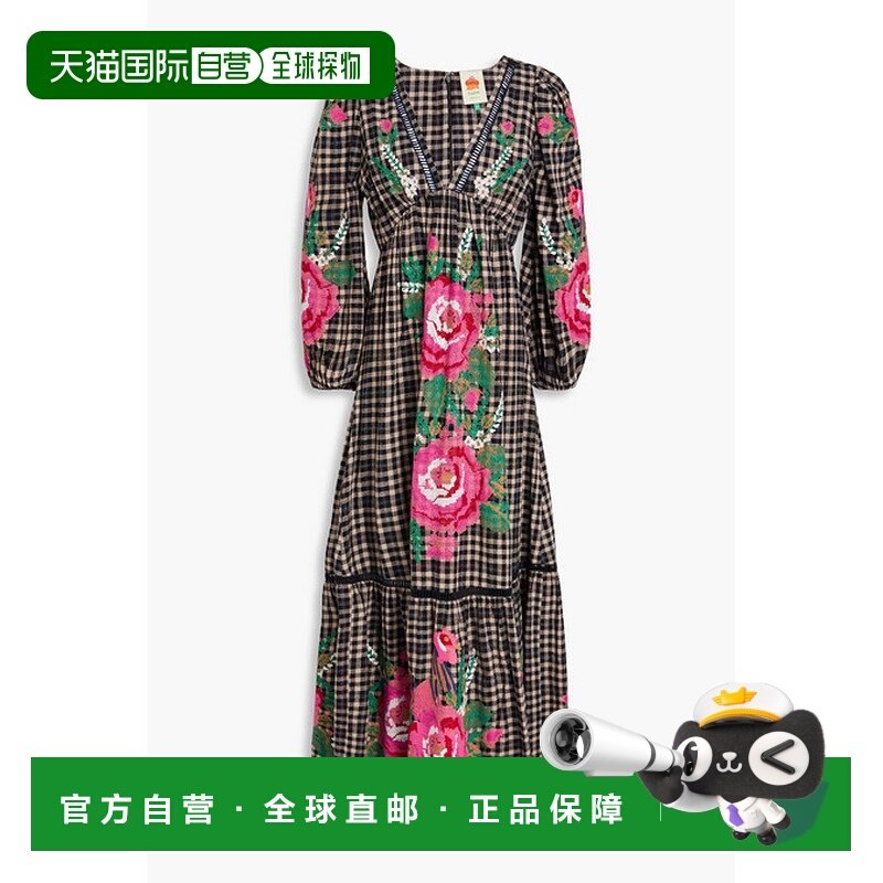 1h可退 香港直邮FARM RIO 女士 Rooster 印花棉麻混纺中长连衣裙,女装/女士精品,连衣裙,淘宝优惠券,粉丝福利购,淘宝优惠卷