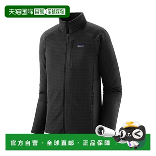 自营欧洲直邮PATAGONIA R1男士黑色再生聚酯拉链抓绒衣