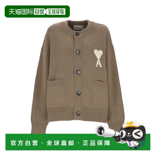 香港直邮Ami Paris 男士 圆领针织开衫 UKC381KN0156A117BEIGETAU