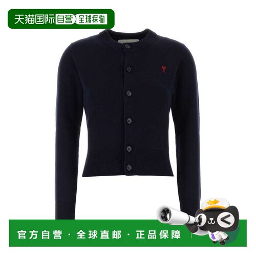 香港直邮Ami Paris 女士 海军蓝羊毛针织开衫 FKC361001414