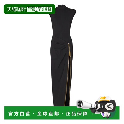 香港直邮BALMAIN 女士连衣裙 FF0RP900JL050PA CO 黑色 开衩长款