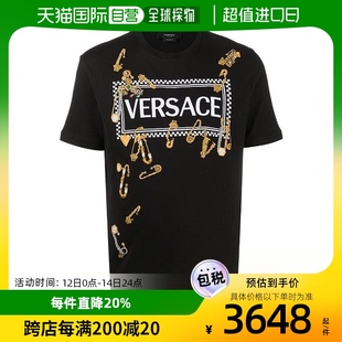 A87385A228806A1008 香港直邮Versace 黑色徽标印花T恤