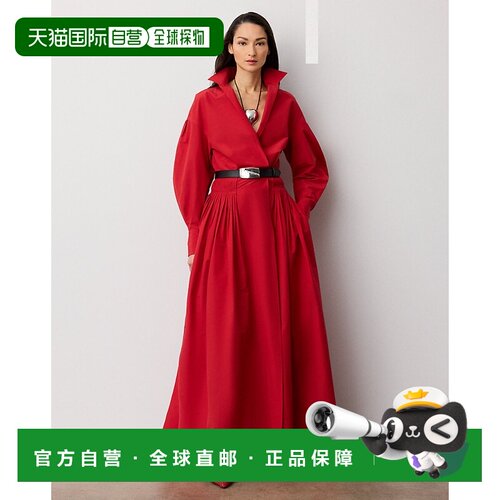 自营欧洲直邮Ralph Lauren拉夫劳伦 Daley女士鲜红色混纺棉府绸晚