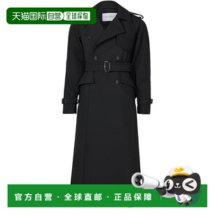 自营欧洲直邮MAXMARA麦丝玛拉 Flavio女士黑色聚酯纤维戗驳领双排