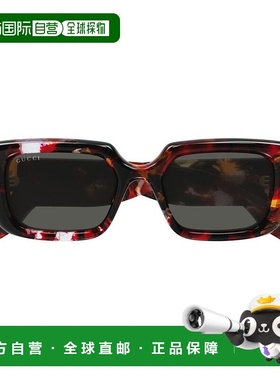 1h可退 香港直邮Gucci 古驰 女士 矩形太阳镜 GG1906S red红色 舒