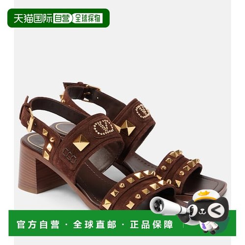 香港直邮valentino 华伦天奴 女士 Plaster Caster 铆钉绒面革凉