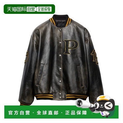 香港直邮Prada 贴饰长袖皮夹克 58A19015Y0SOOO