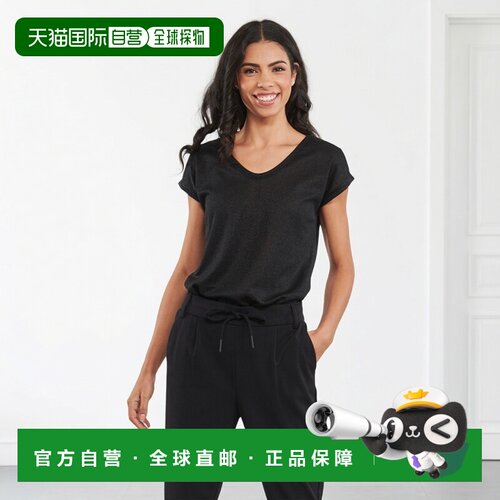 欧洲直邮Only女装短袖T恤衫ONLSILVERY S/S V NECK LUREX TOP JRS