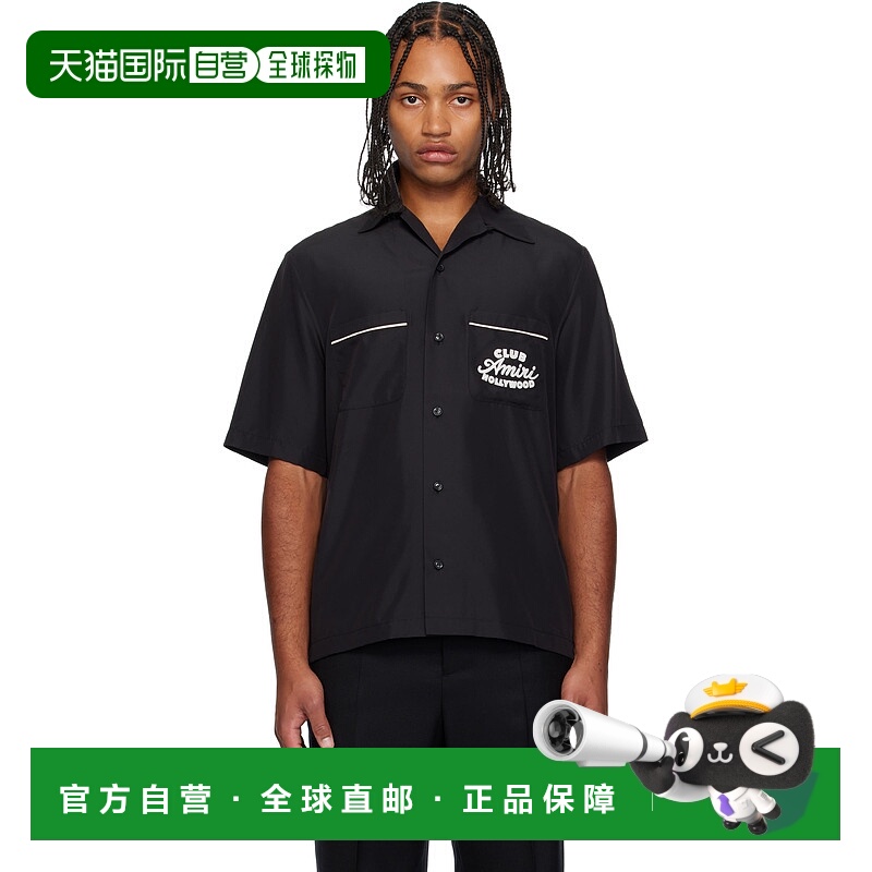 1h可退 香港直邮AMIRI 男士 黑色 Club Camp 衬衫 AMSTCA1194