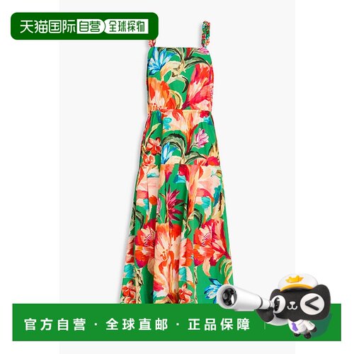香港直邮FARM RIO 女士 印花串珠精饰棉质府绸中长连衣裙 321790T