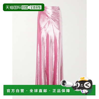 美国直邮Rabanne 女士 裹式水晶装饰天鹅绒长款半身裙 26PJJU130V