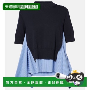 blue蓝色 1h可退 棉混纺府绸针织开衫 女士 舒适时 香港直邮Sacai