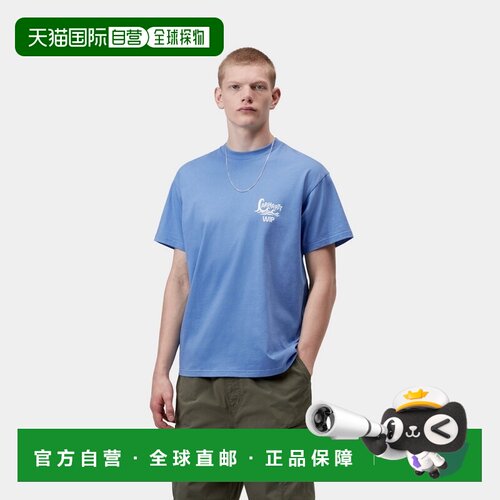 自营欧洲直邮Carhartt WIP Waves男士青绿色棉质印花短袖T恤