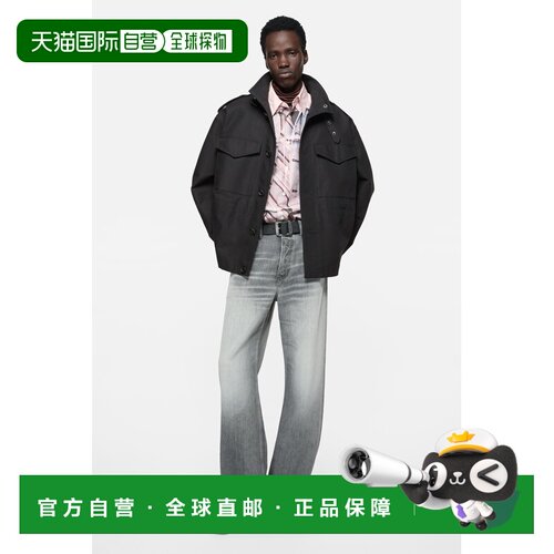 自营欧洲直邮Acne Studios 男士黑色棉质缎面夹克