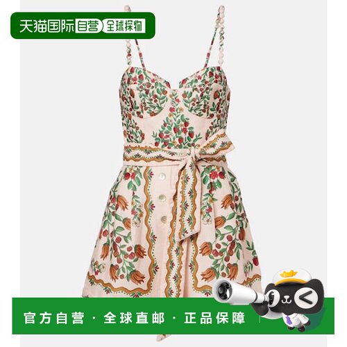 香港直邮FARM RIO 女士 Fruit Beauty 围巾领花朵亚麻连身裤吊带