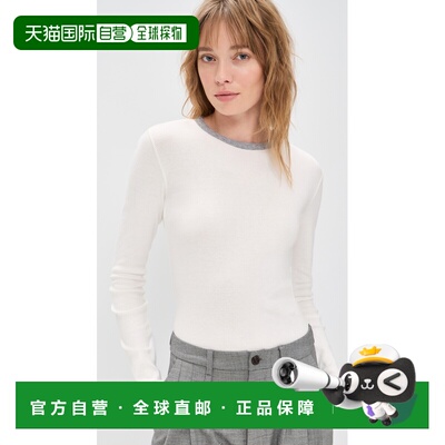 1h可退 香港直邮VINCE 女士 Heather 斜纹长袖水手领T恤