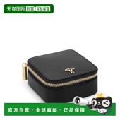 自营欧洲直邮Tumi途明 Belden女士黑色 浅金色皮革拉链开合珠宝盒